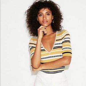 Stripped Elbow Sleeve Ribbed shirt